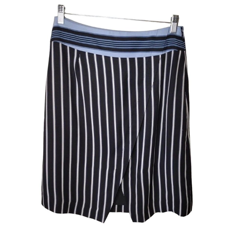 Loft Skirt 6 Front Faux Wrap Side Zip Nautical